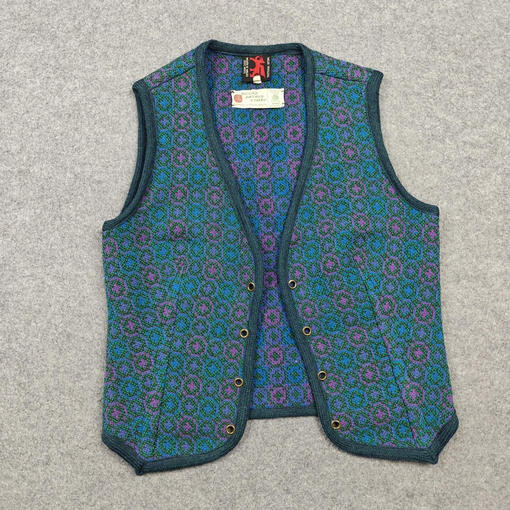 Vintage Welsh Woollens Sweater Vest Womens 34 Multicolor 100% Wool Geometric